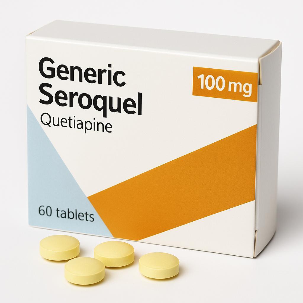 Boîte de Seroquel générique (Quetiapine), antipsychotique atypique